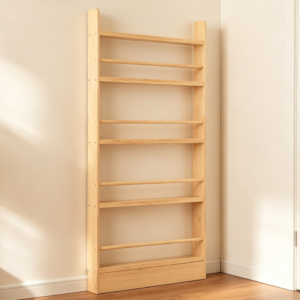 5-Tier Solid Wood Behind Door Bookshelf Natural FSC