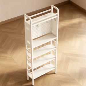 5-Tier Metal Perforated Board Behind Door Bookshelf 74" Tall