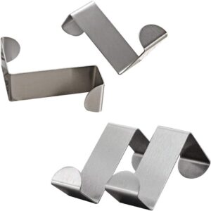 4-Pack Silver Reversible Over Door Cabinet Hooks Stainless