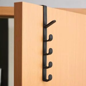 2-Pack Black Plastic No-Drill Over Door Clothes Hanger