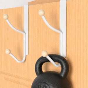 2-Pack Matte White Steel Dual-Hook Over Door Organizer Heavy Duty