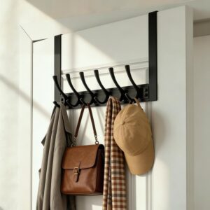 Black 6-Hook Over Door Hanger Space-Saving