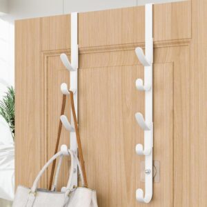 2-Pack White Metal Over Door Hook Rack