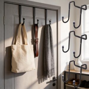 3-Pack Black Over Cabinet Door Hook No Drill